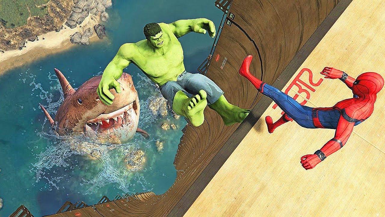 GTA 5 Crazy Ragdolls SPIDERMAN vs HULK ( Euphoria Physics Jumps Fails Funny Moments )
