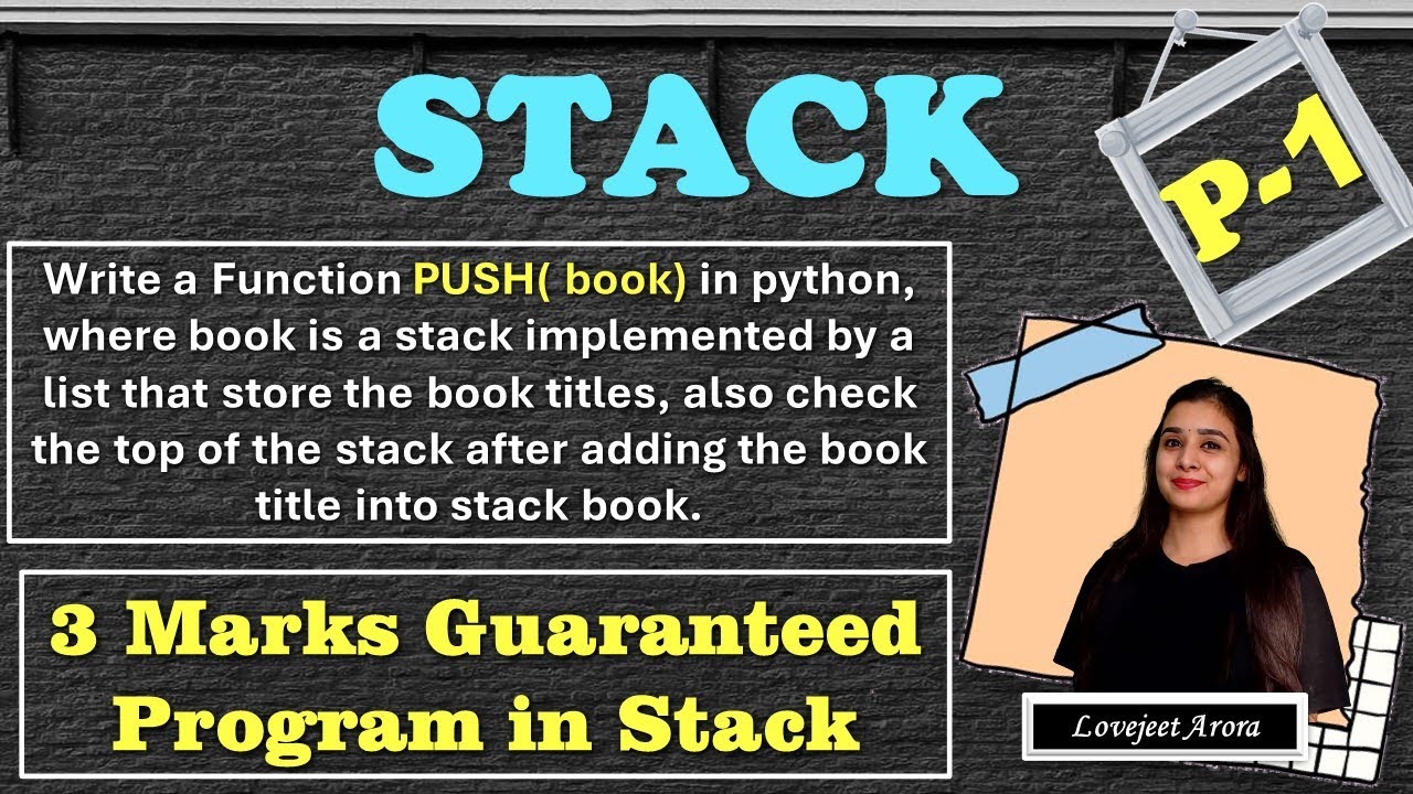 Class 12 Computer Science  Term 2 | STACK - DATA STRUCTURE | Most Important Programs Series | P -1