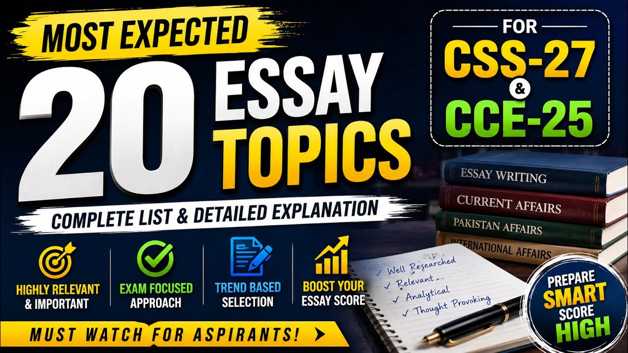 Most Expected 20 Essay Topics for CSS-2027 & CCE-2025 | Complete Analysis & Preparation Strategy