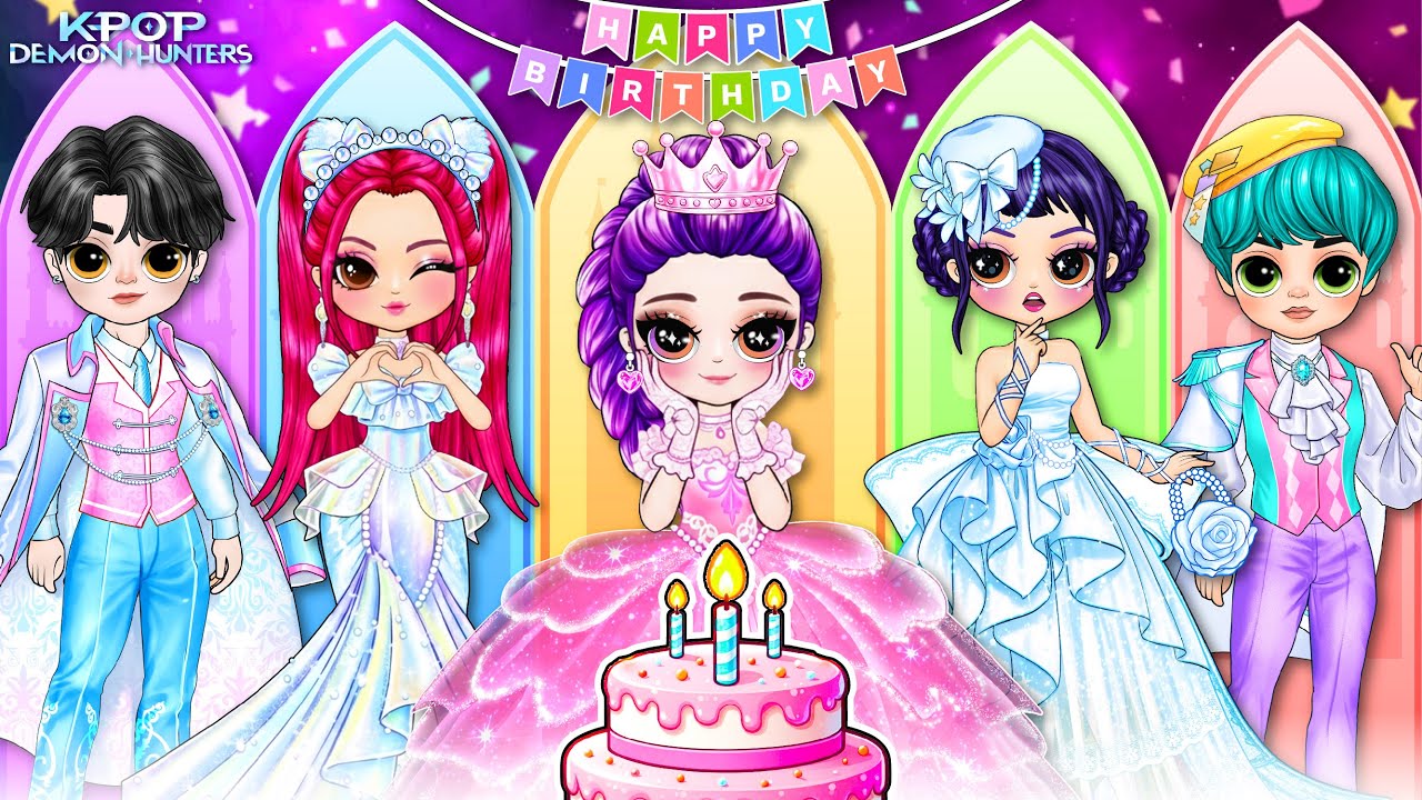 K-Pop Demon Hunters | Stunning Outfits for Rumi’s Birthday Party! | Best DIY Fashion Paper Dolls