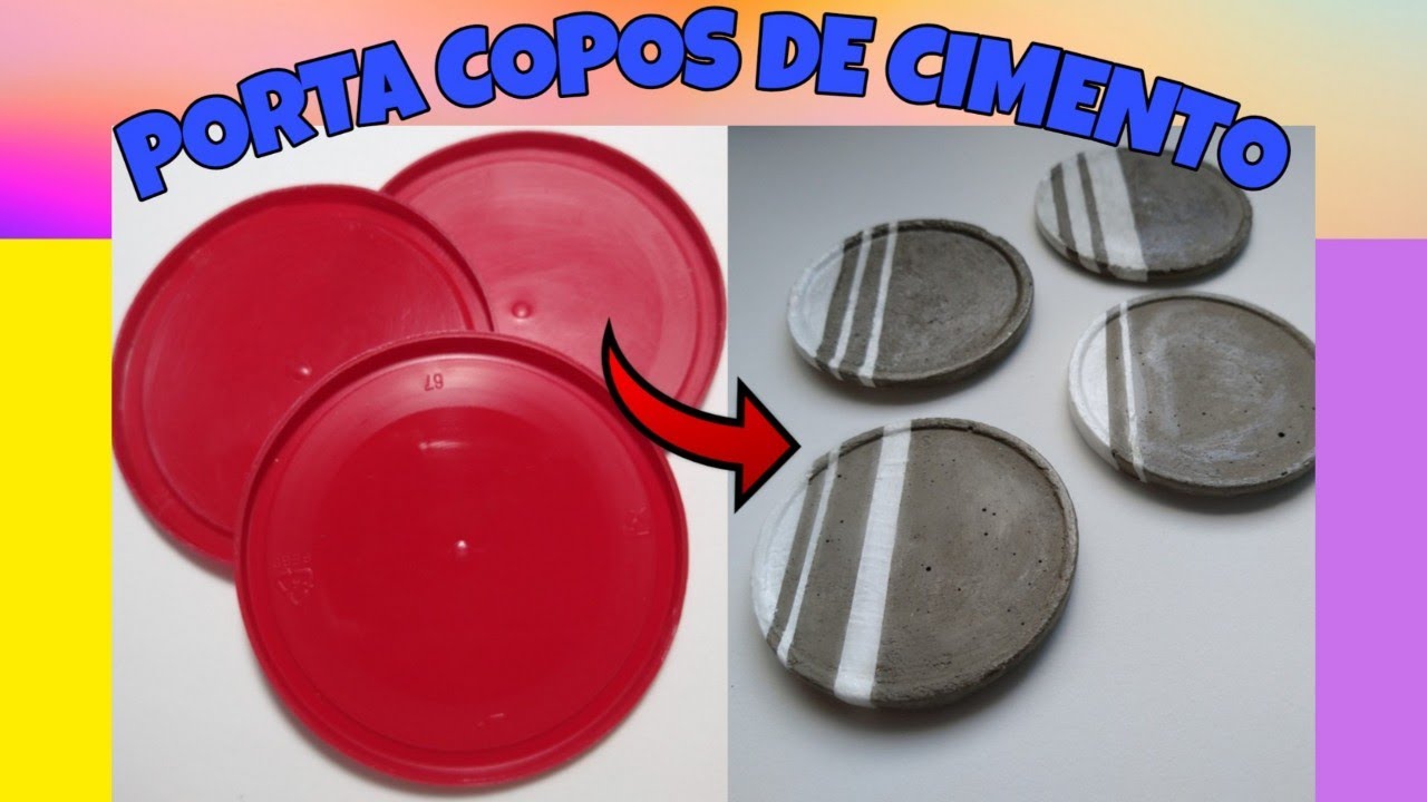 PORTA COPOS DE CIMENTO FEITO COM MOLDES DE TAMPA DE ACHOCOLATADO