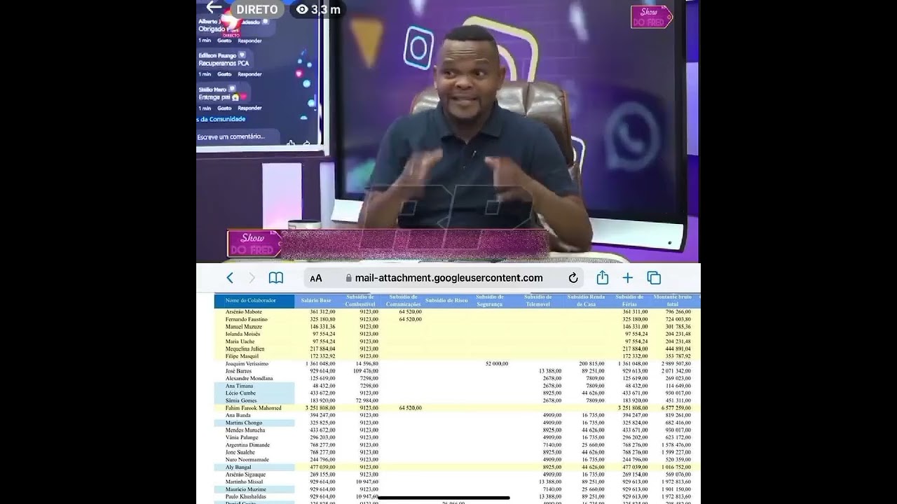 Fred Josias desabafa sobre o salário de ENH #moçambique