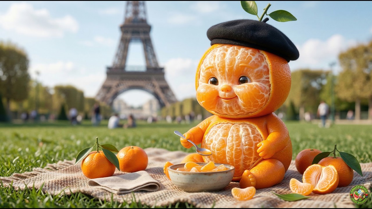 Cute or Creepy? AI Fruit Baby Has a Picnic in Paris 🍊🗼 | The Most Oddly Satisfying AI ASMR