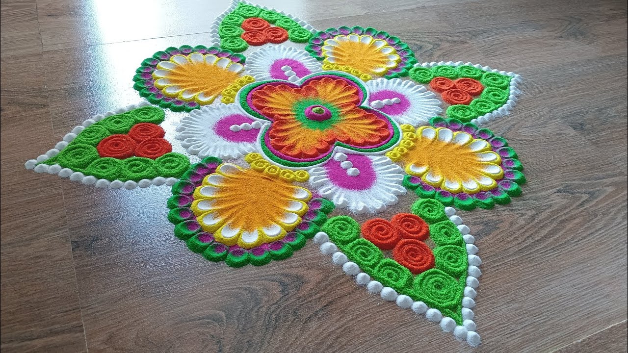 सोप्या पद्धतीने बनवा फुलांची सुंदर रांगोळी | Easy and Beautiful Rangoli | Trending 2026