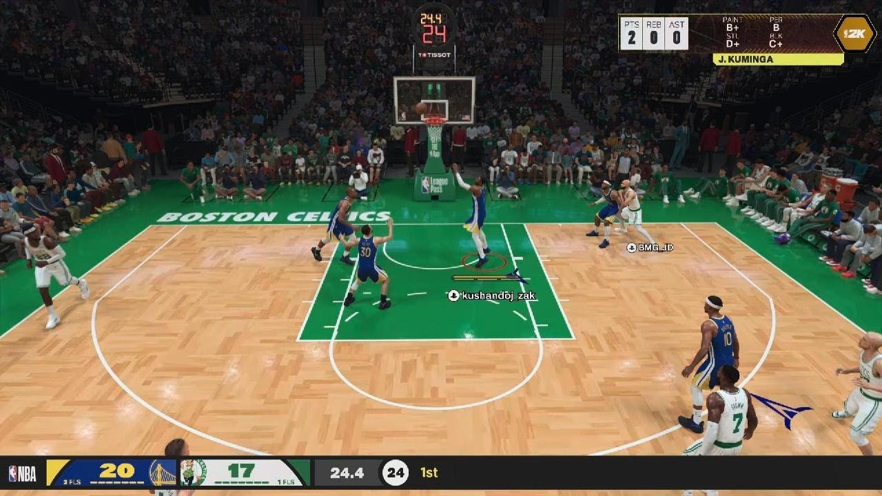 Golden State Warriors versus Boston. Celtics play now online. NBA. 2K 26.