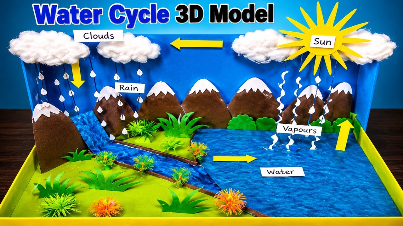 water cycle project 3d model | DIY |  diorama projects - science fair projects | howtofunda