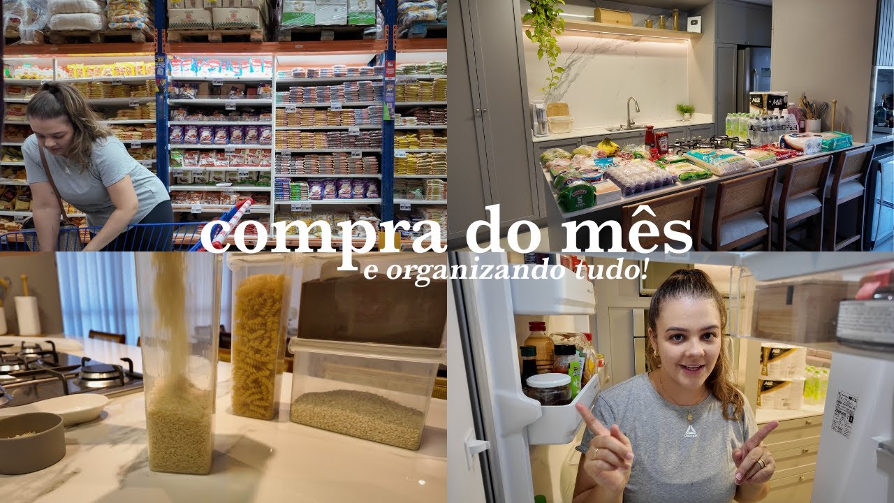 Compra do mês no atacadista,organizando tudo nos armários,geladeira e quanto gastei pra duas pessoas