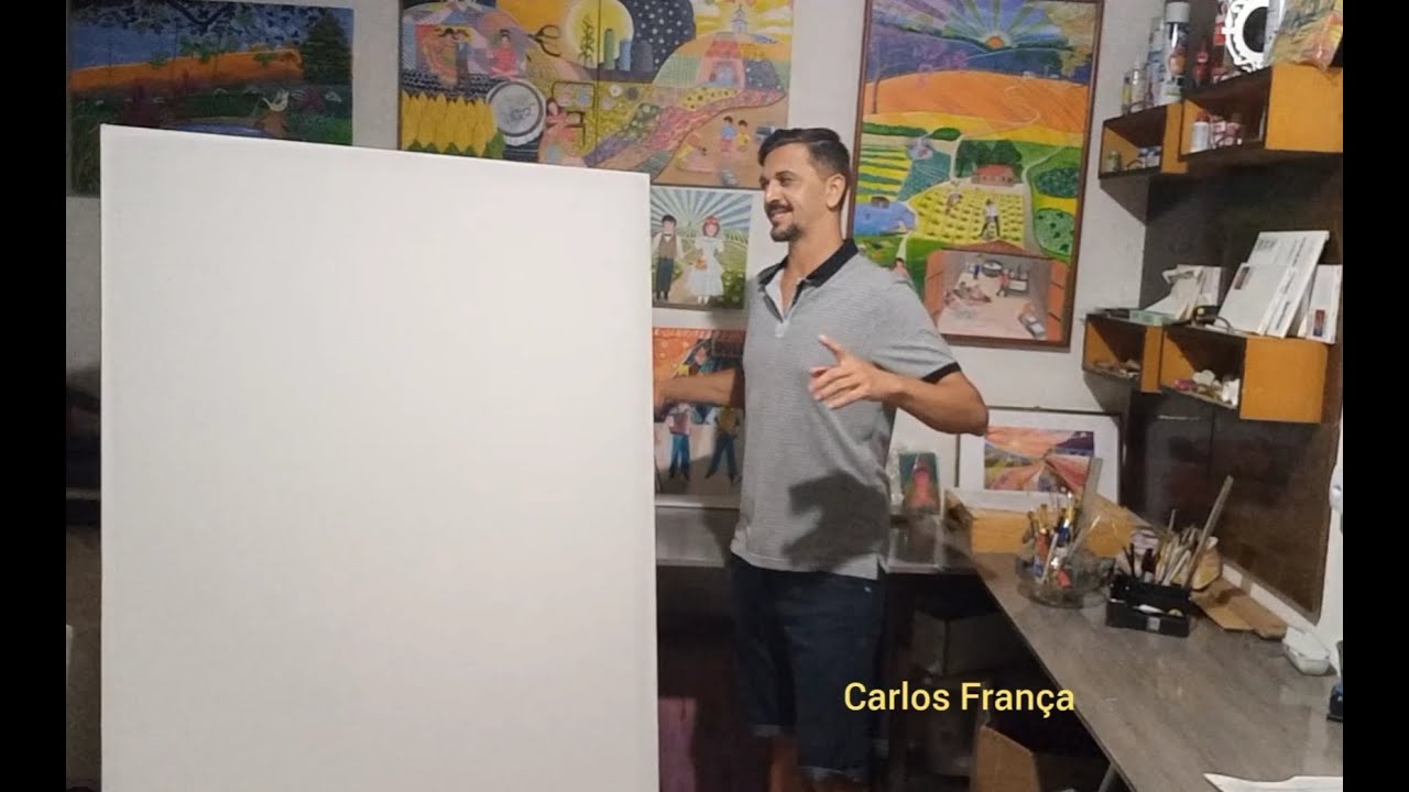 Como fazer uma tela de pintura em grande formato Parte 1 Sem chassi