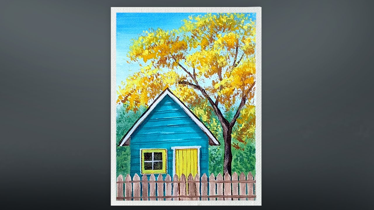 How to Paint Beautiful Small House| Step by Step Acrylic Painting Tutorial/ #joynart