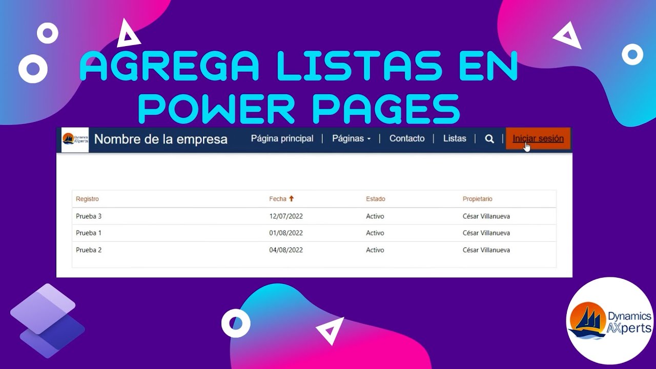 Añade listas a Power Pages