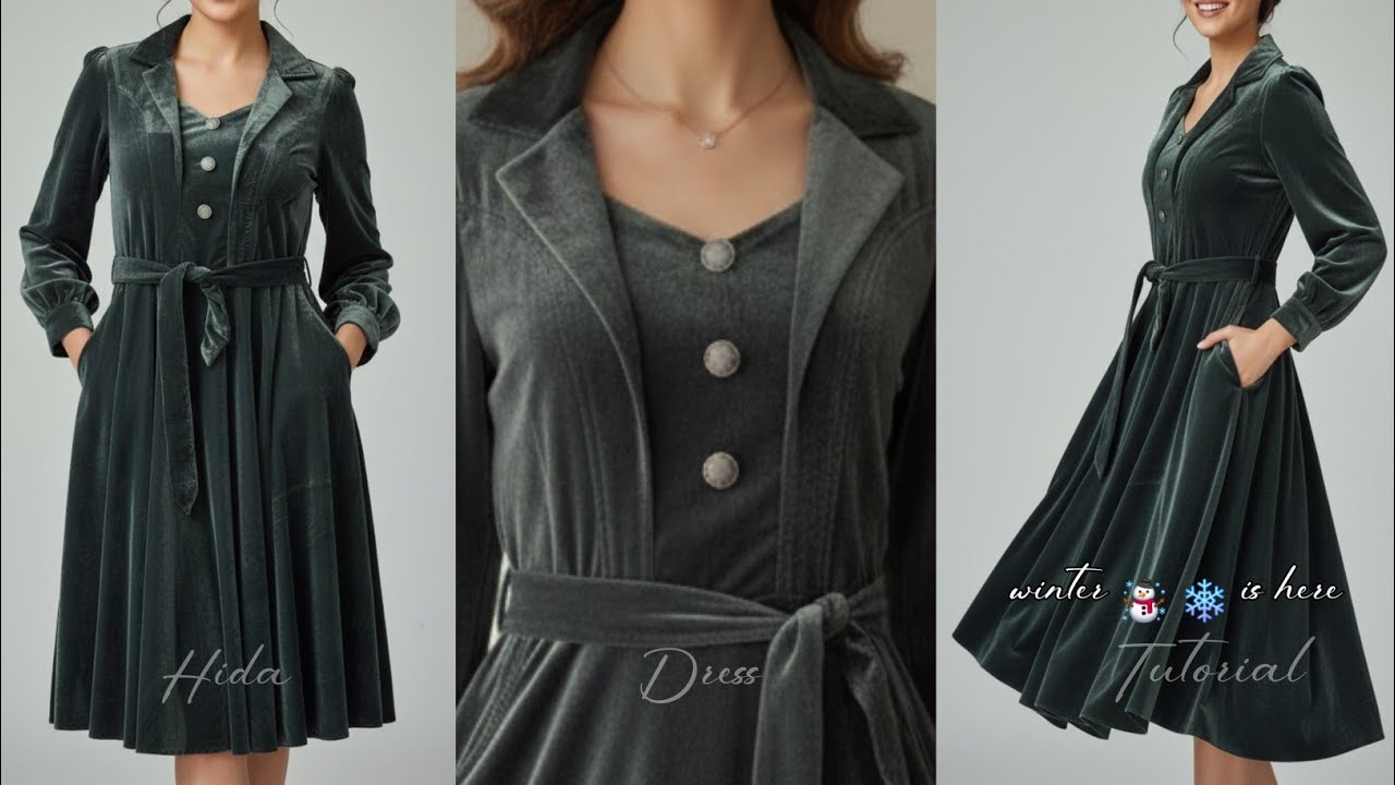Winter ☃️❄️ Special Coat Collar Kurti/Dress Cutting & Stitching | New Velvet Dress Cutting stitching