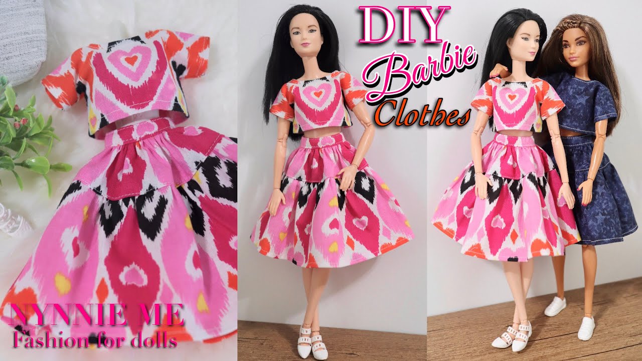 DIY Easy Top & Skirt for Barbie | Barbie Clothes | nynnie me