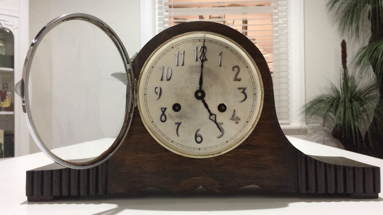 Original Walnut Cased Vintage Pendulum Chime Mantel Clock | Item# 1439 - Adelaide Clocks
