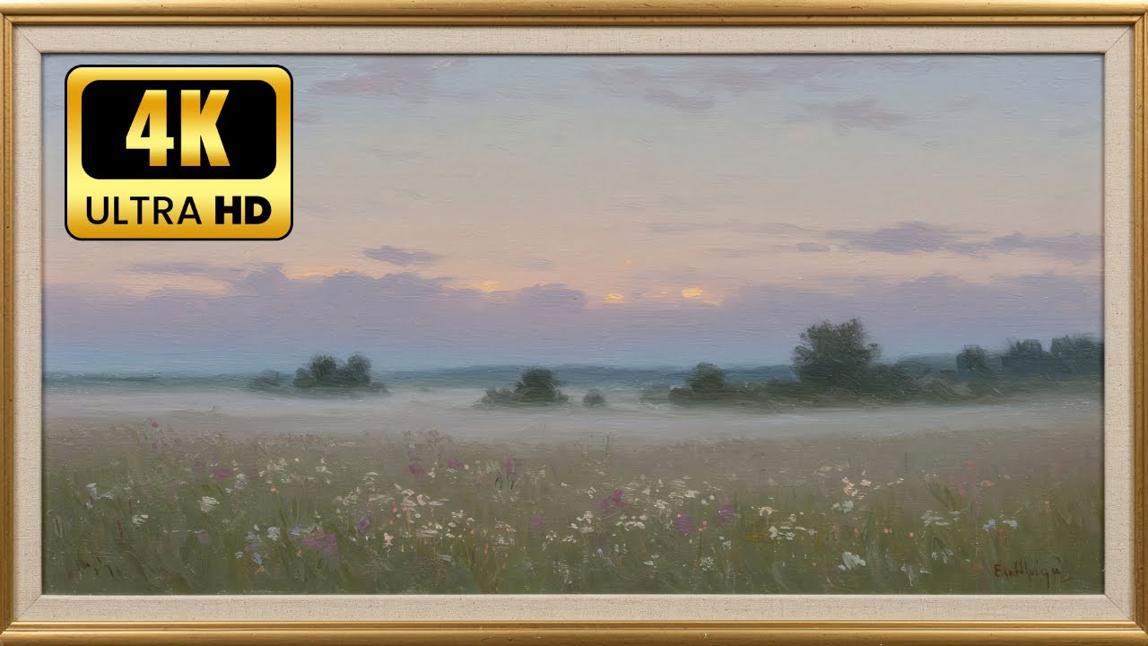 Misty MEADOW Sunrise – WATCH a PEACEFUL LANDSCAPE Painting in Motion