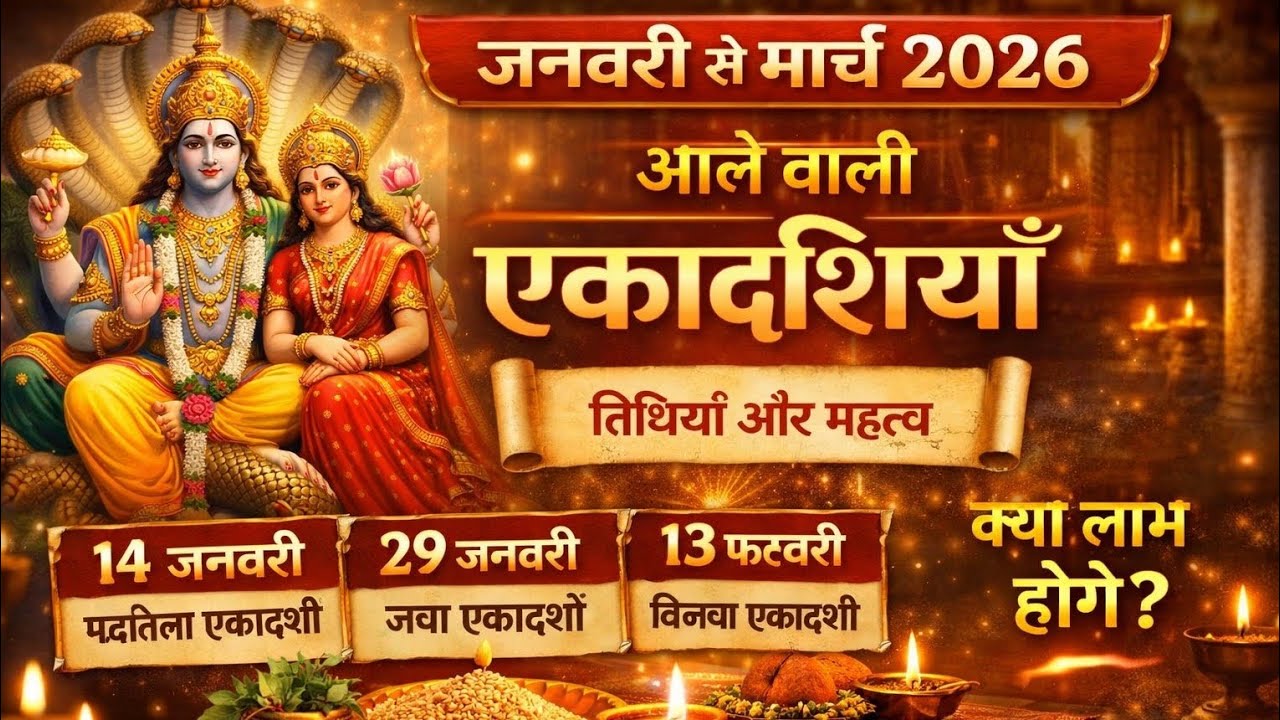 2026 की Ekadashi कब-कब है? जनवरी से मार्च तक की सभी एकादशियाँ | तिथि और महत्व जरूर देखें