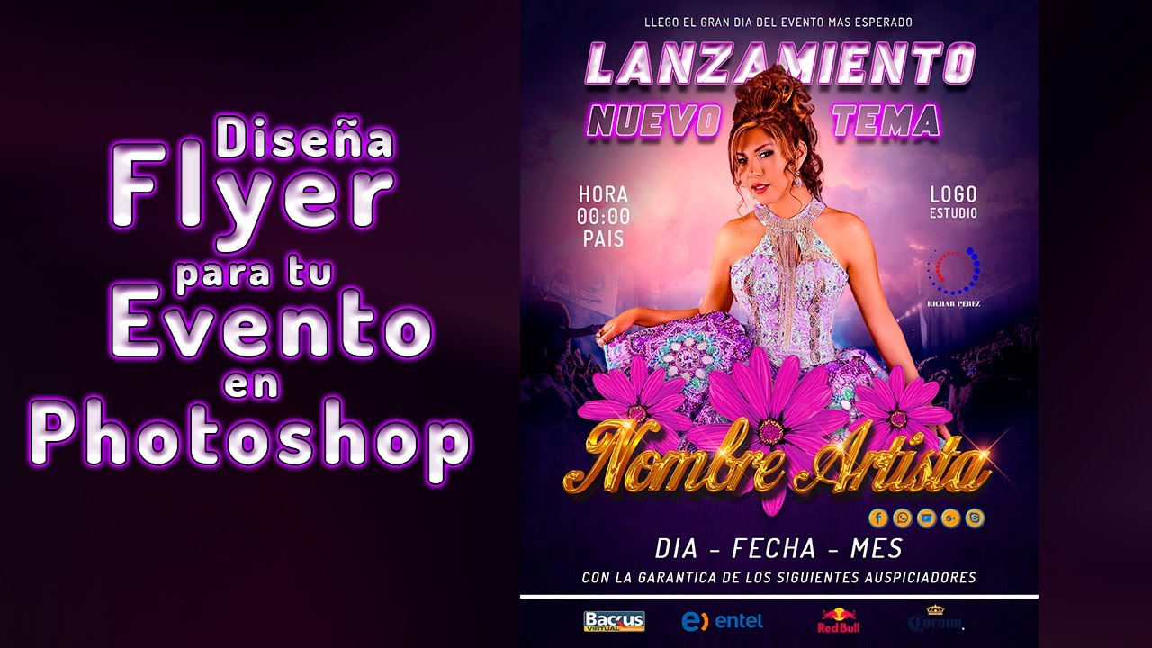 cómo CREAR FLYER para ARTISTAS FOLCLORICOS en Photoshop