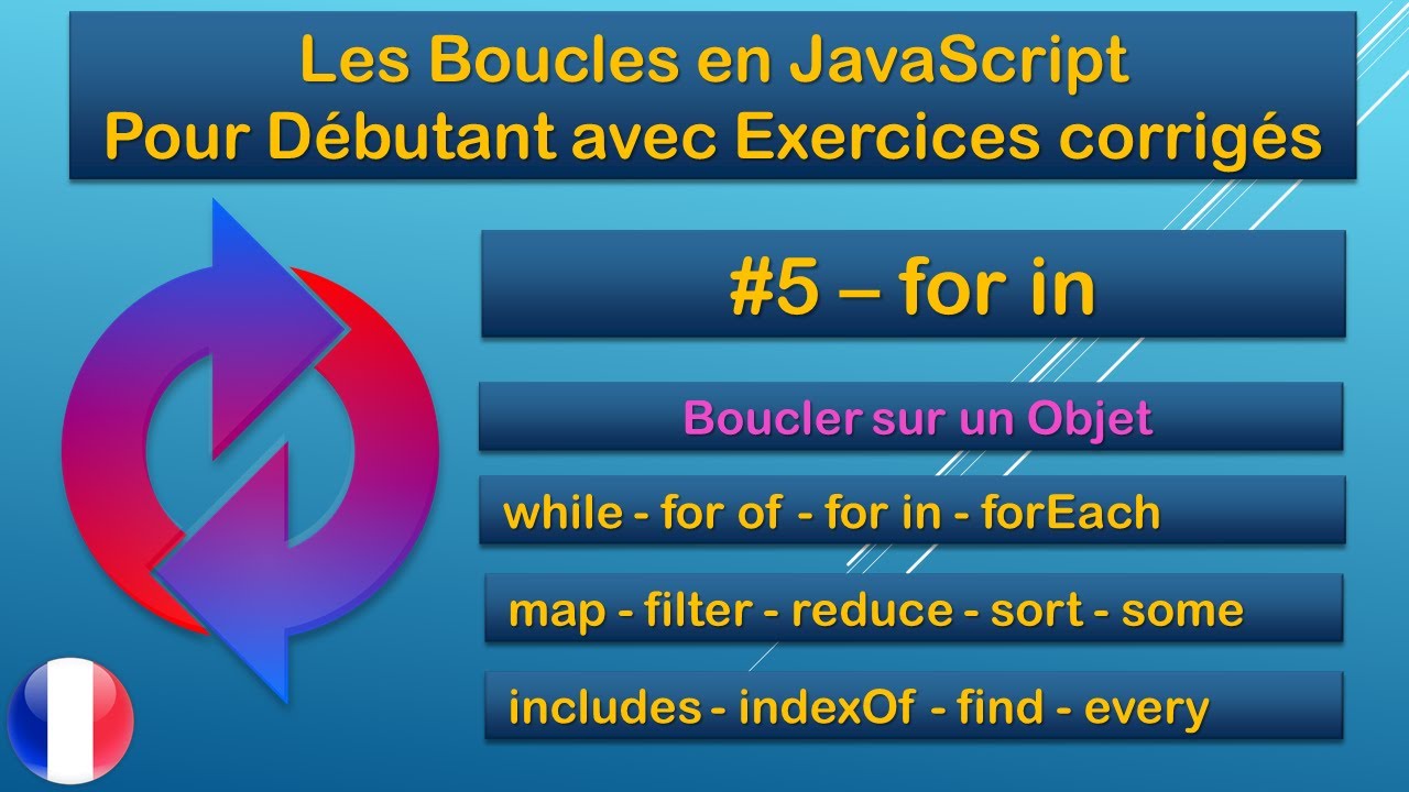 #5 - La Boucle for in  - Les Boucles JavaScript pour débutants - Avec Exercices corrigés - 2022 - FR