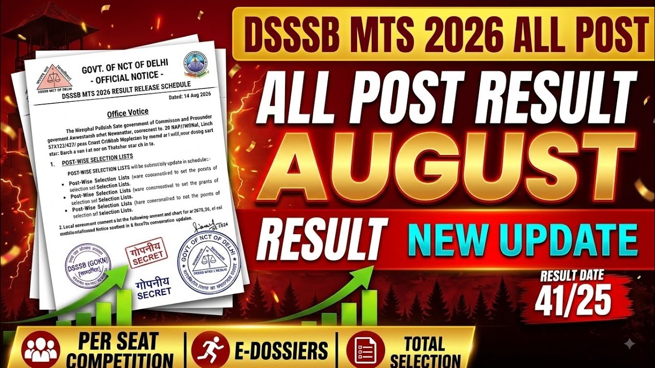 DSSSB MTS Result 2026 New Update | DSSSB MTS 812/24 Result & e-Dossier Date Update