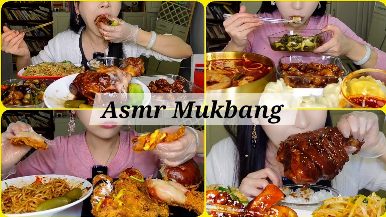 ASMR MUKBANG|🍚Steamed Rice and mix vegetables and Fried Chicken🍗|Spicy noodles and red chilli wings🥵