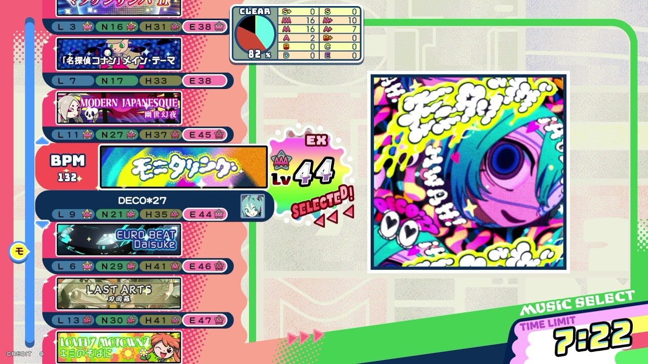 【ポップン】モニタリング(EX)Lv44/(H) Lv35/(N) Lv21/(L) Lv9