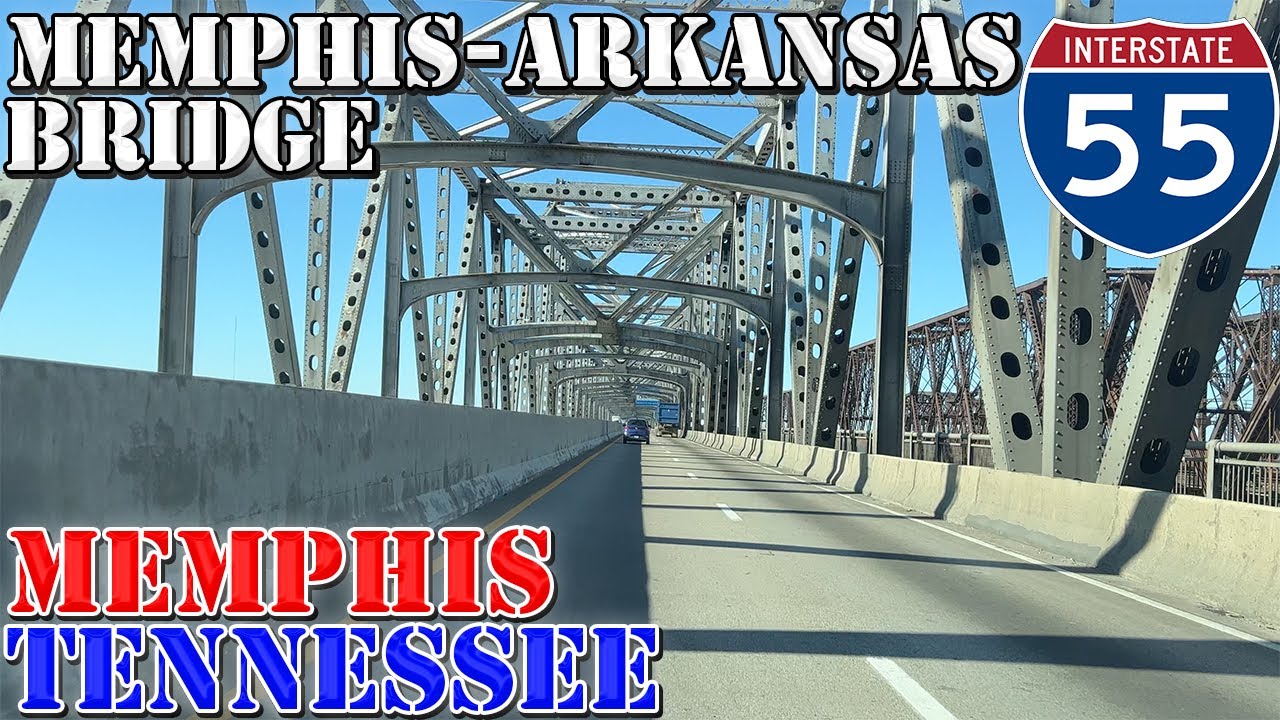 Memphis - Arkansas Bridge - I-55 North - Memphis - Tennessee - 4K Infrastructure Drive