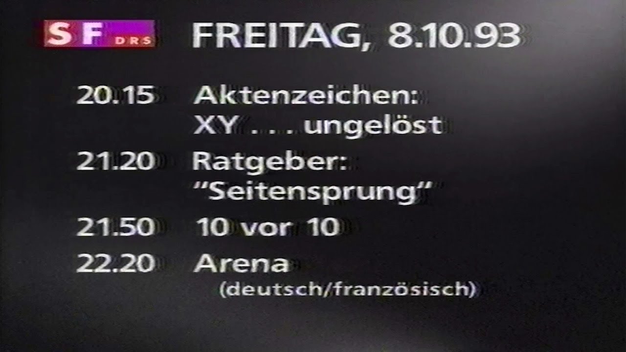 SF DRS Programmtafeln und Sendeschluss (1993)