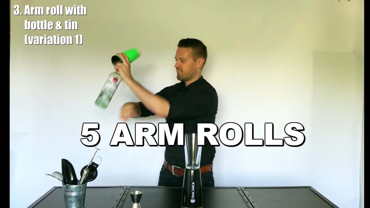 Flair bartending instruction video 4: 5 Arm Rolls (working flair)!