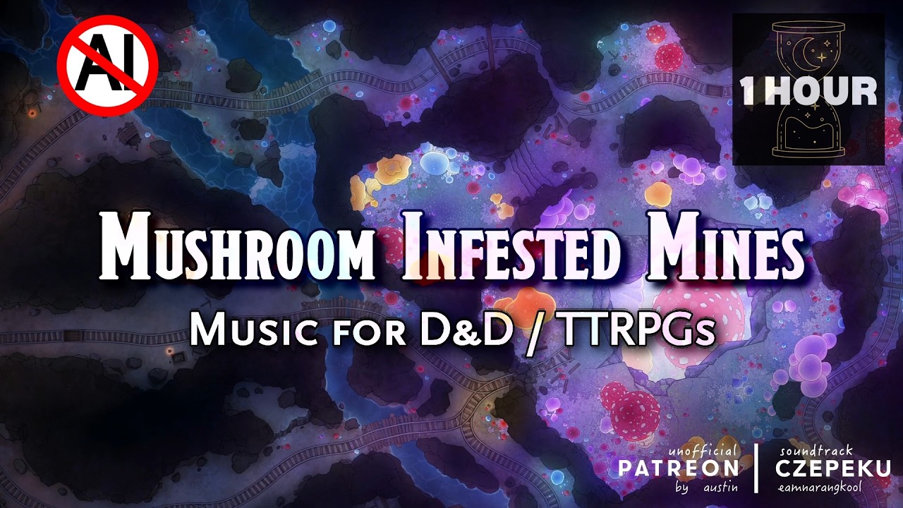 [1 HOUR] Fungal Mine Exploration Ambience | Sporespire Tunnels | D&D / TTRPG Music (No AI)