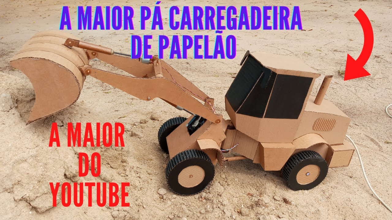 como fazer em casa uma incrível pá carregadeira de papelão com controle remoto