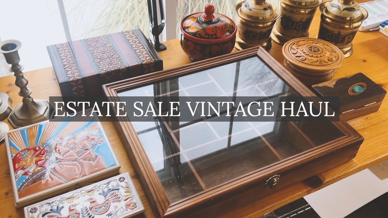 Vintage Haul: vintage home decor estate sale finds - hand carved wood boxes, brass, pewter and more