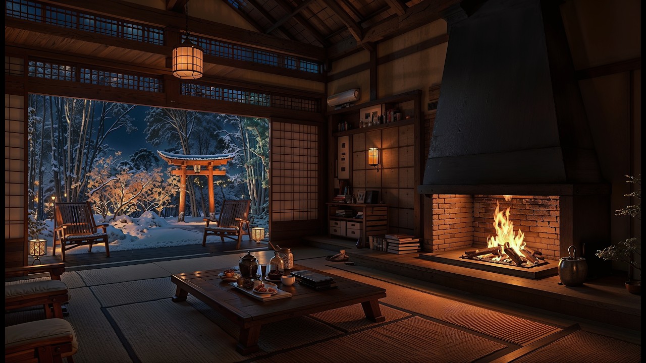 Whispers of Snow in a Japanese Home | Cozy Winter Lof