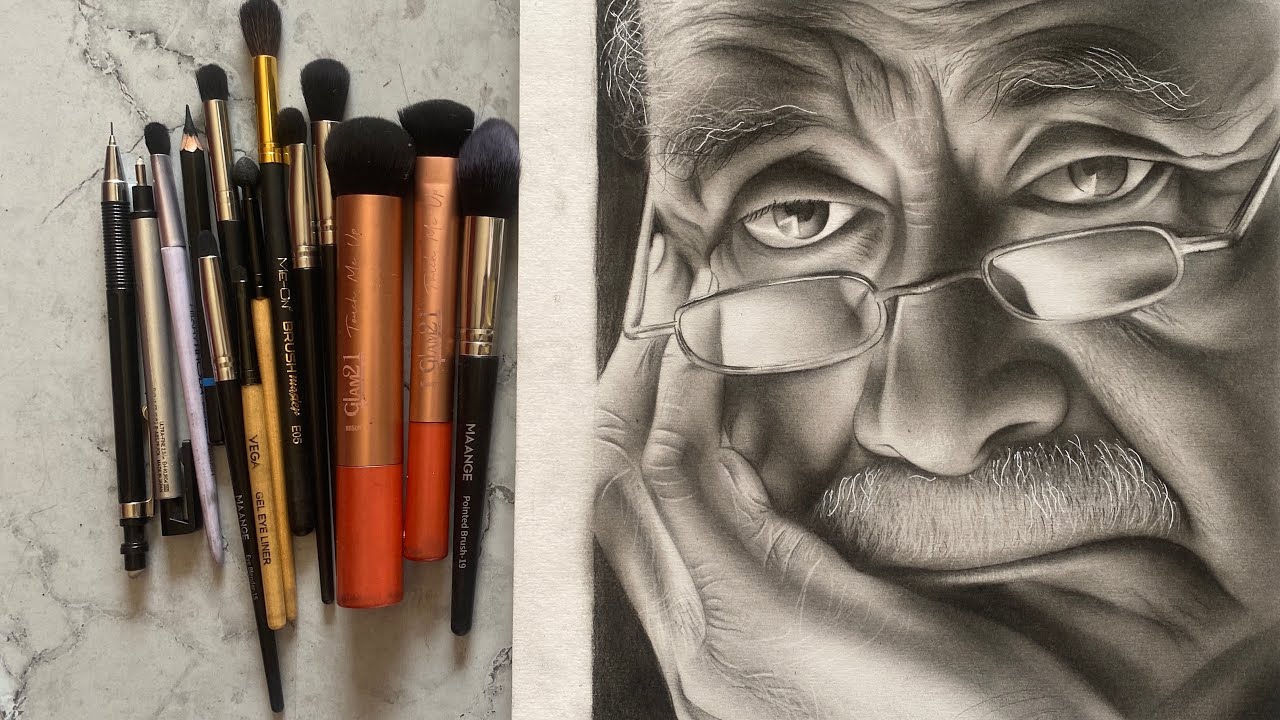 Old men face shading techniques part 2 | old age face drawing  | charcoal drawing