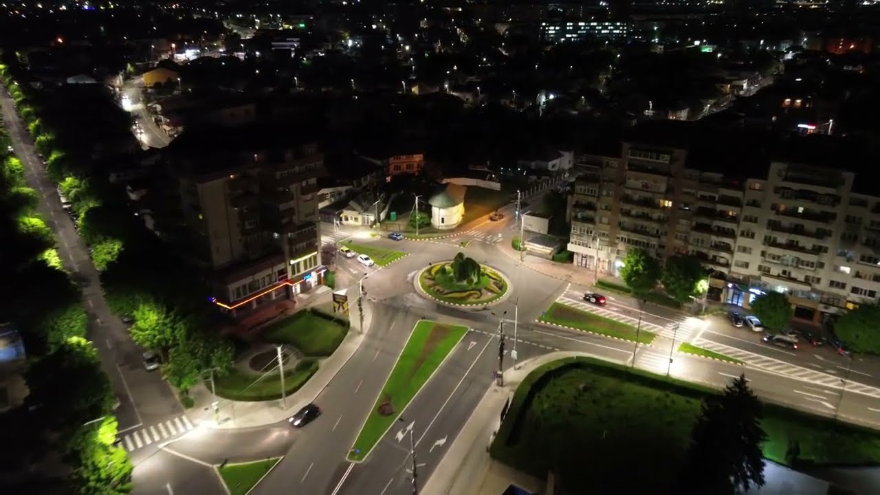 Targoviste night from drone ( filmare aeriană )