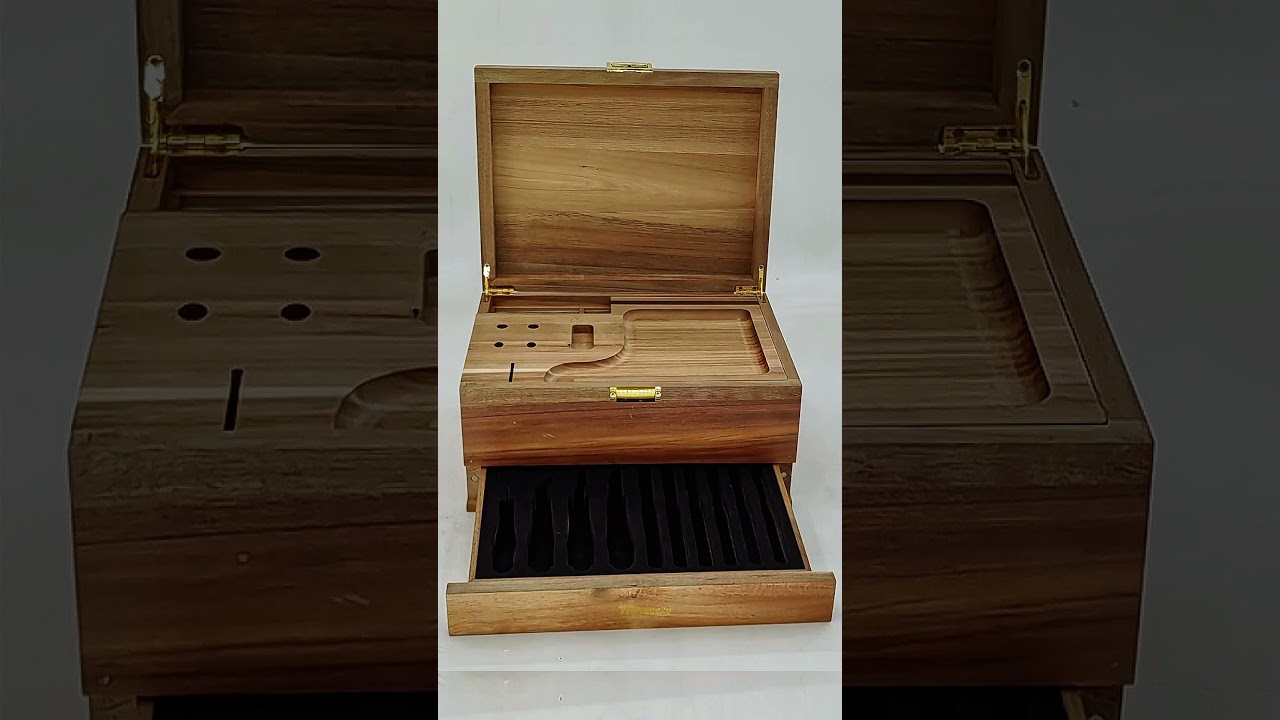 Premium Large Stash Box with Rolling Tray and Hidden Drawer#woodenbox  #storagebox  #bamboo