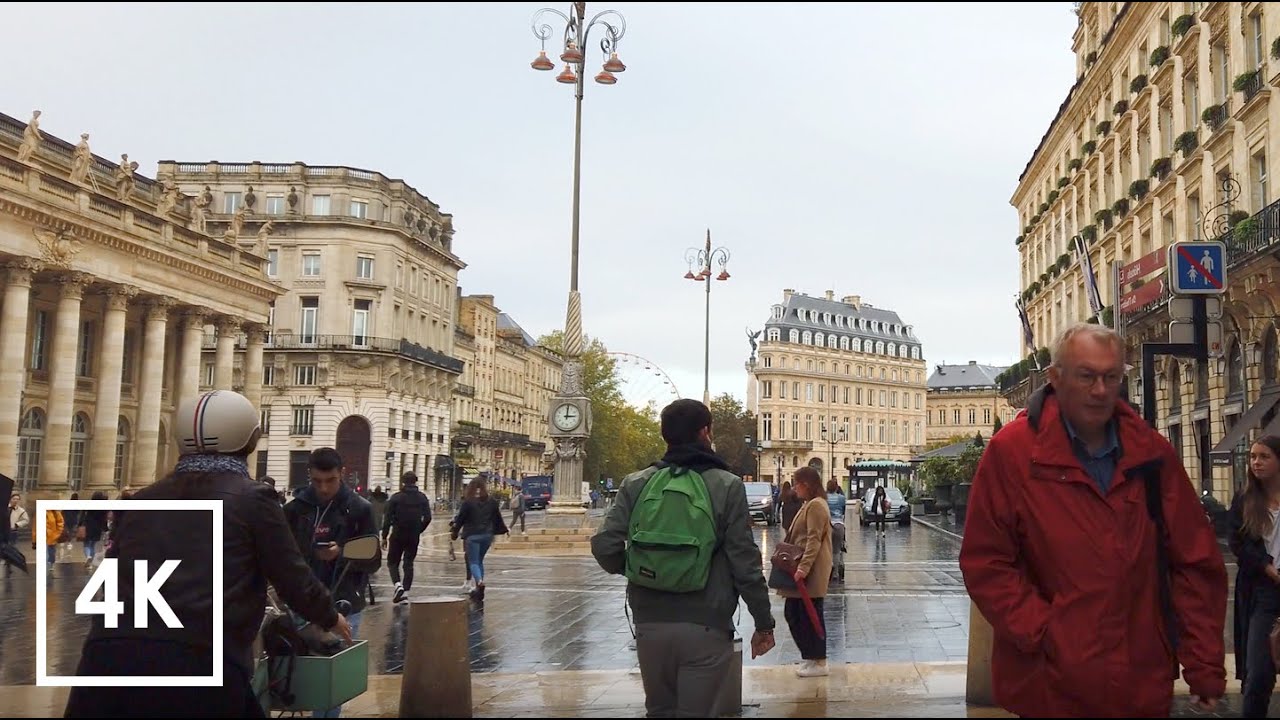 Bordeaux 4k SLOW TV walk at Morning 8AM. walking in France before coronavirus