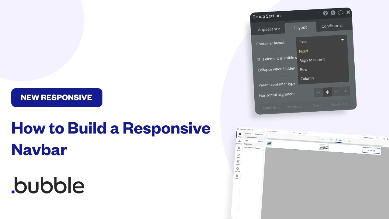 How to Build a Responsive Navbar in Bubble | New Responsive Editor