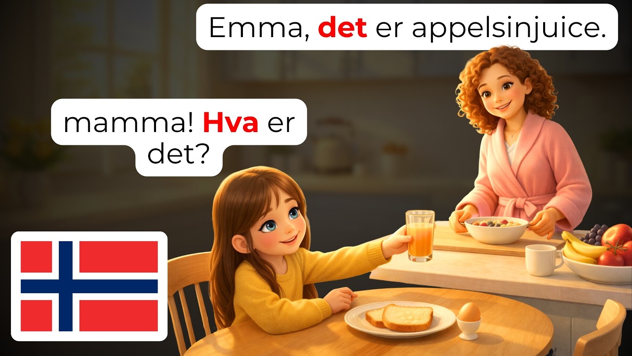 🇳🇴 15 Норвежских диалогов о утренней рутине для начинающих | A1-A2 Мать и дочь