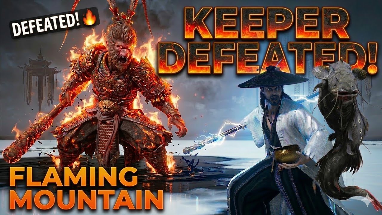 Defeating Keeper of the Flaming Mountain- Black Myth Wukong
