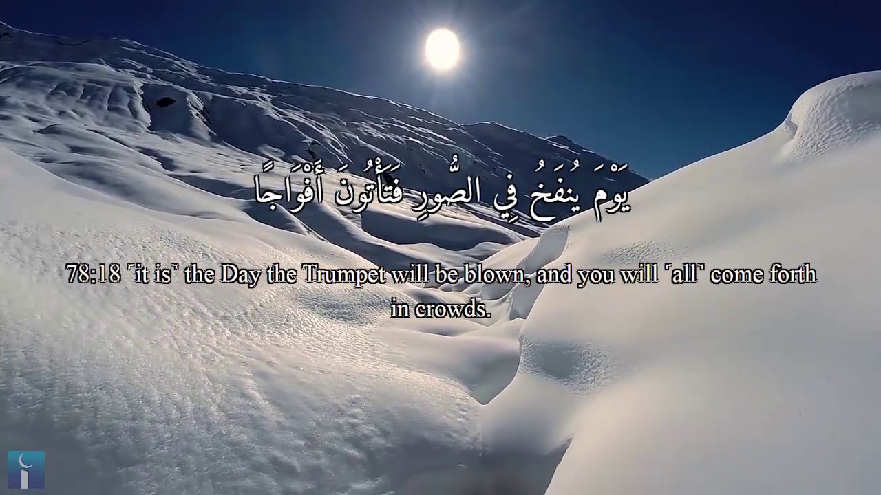 Surah An-Naba (78) with Arabic & English text, accompanied by beautiful nature scenery.