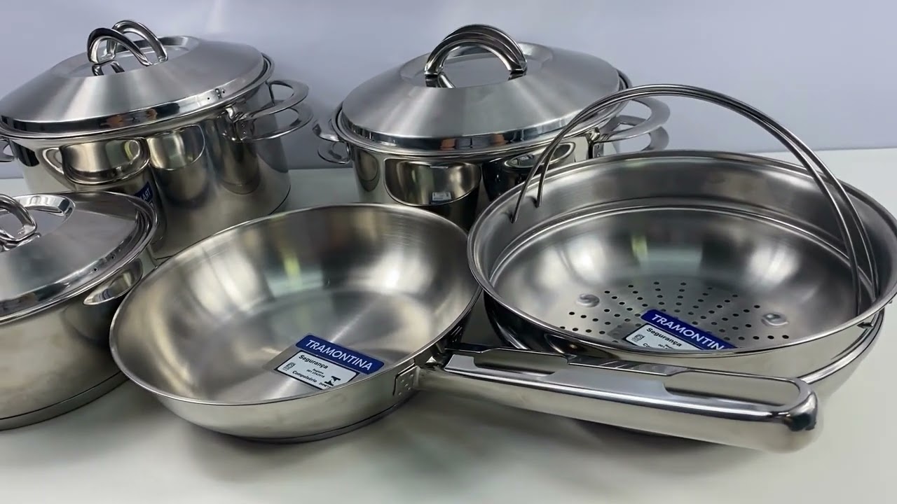 Conjunto de Panelas Solar 5 Pe&ccedil;as em A&ccedil;o Inox com Fundo Triplo Tramontina