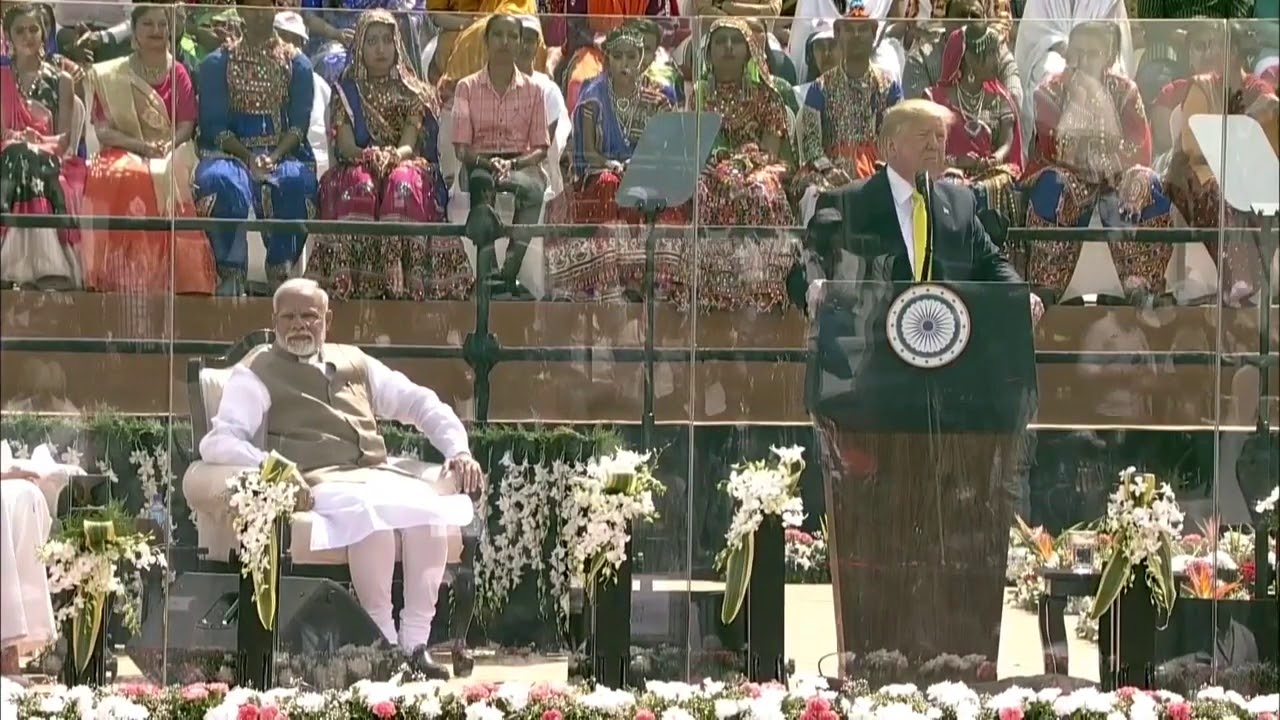 Pm modi and president Trump's roadshow from Motera Stadium to Ahmedabad Airport in Gujarat |