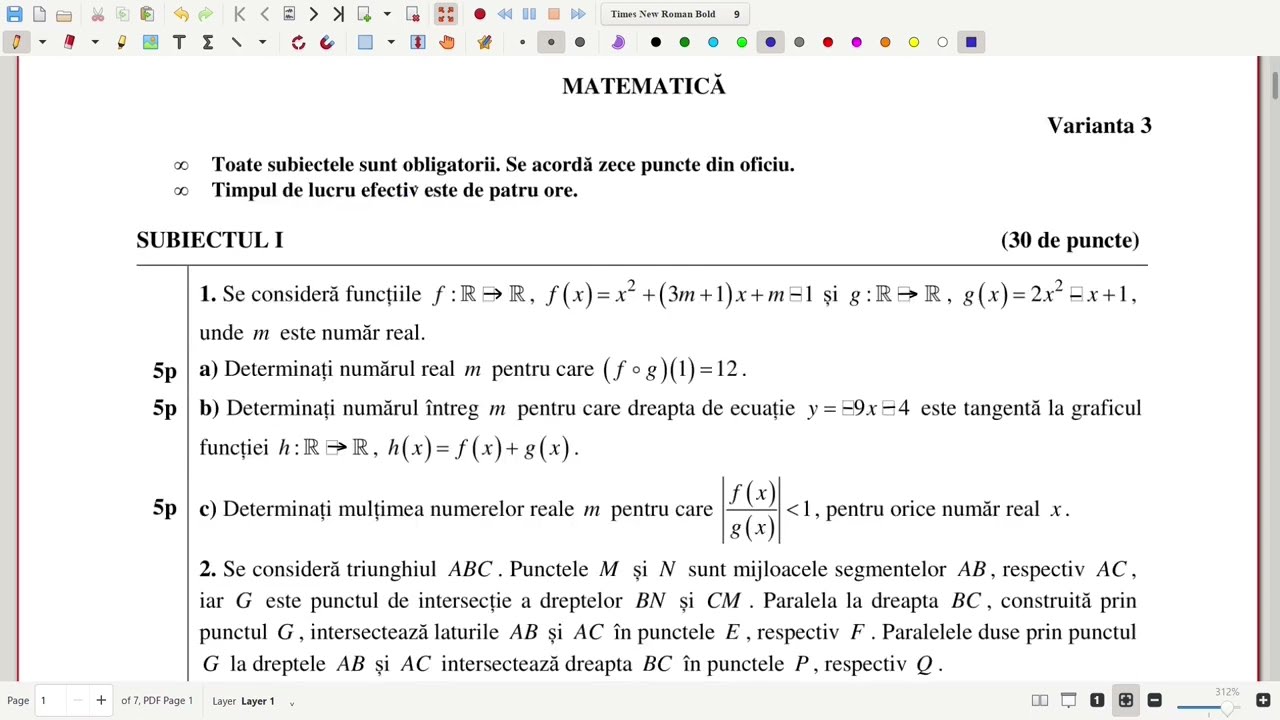 Titularizare Matematică 2025 Subiectul I