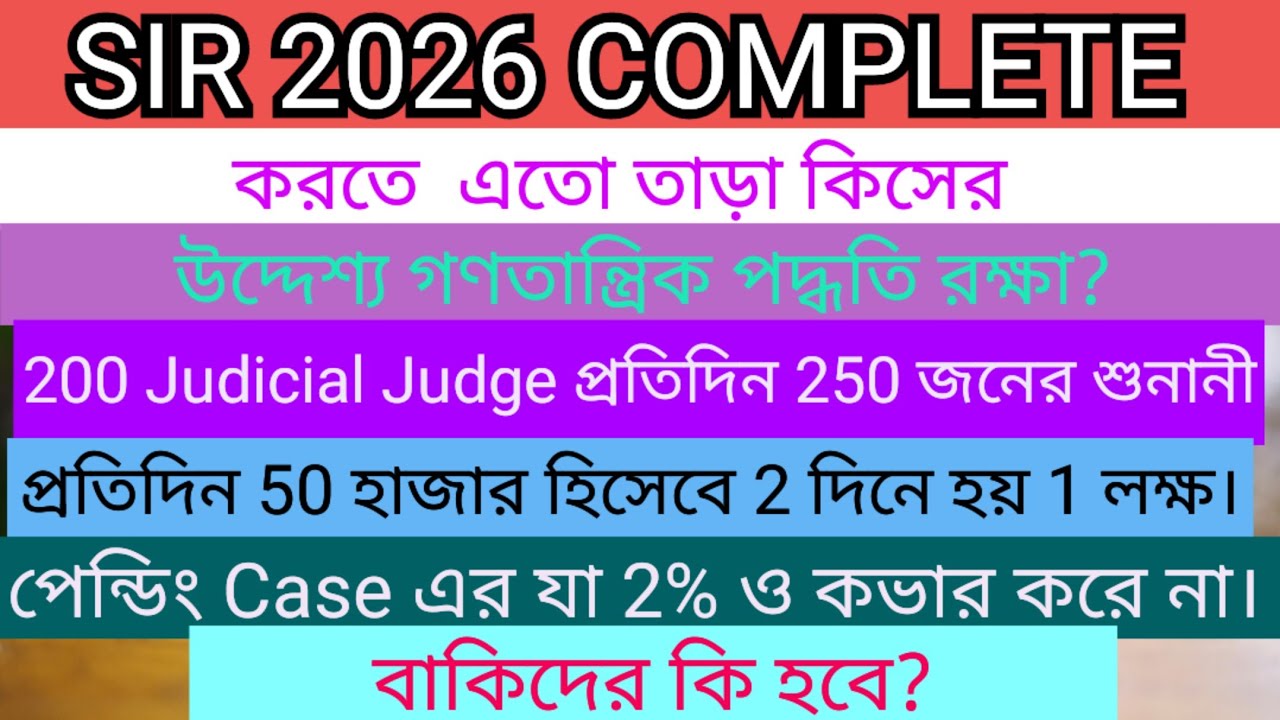 SIR 2026 Process Complete করতে এতো তাড়া কিসের? উদ্দেশ্য কি?