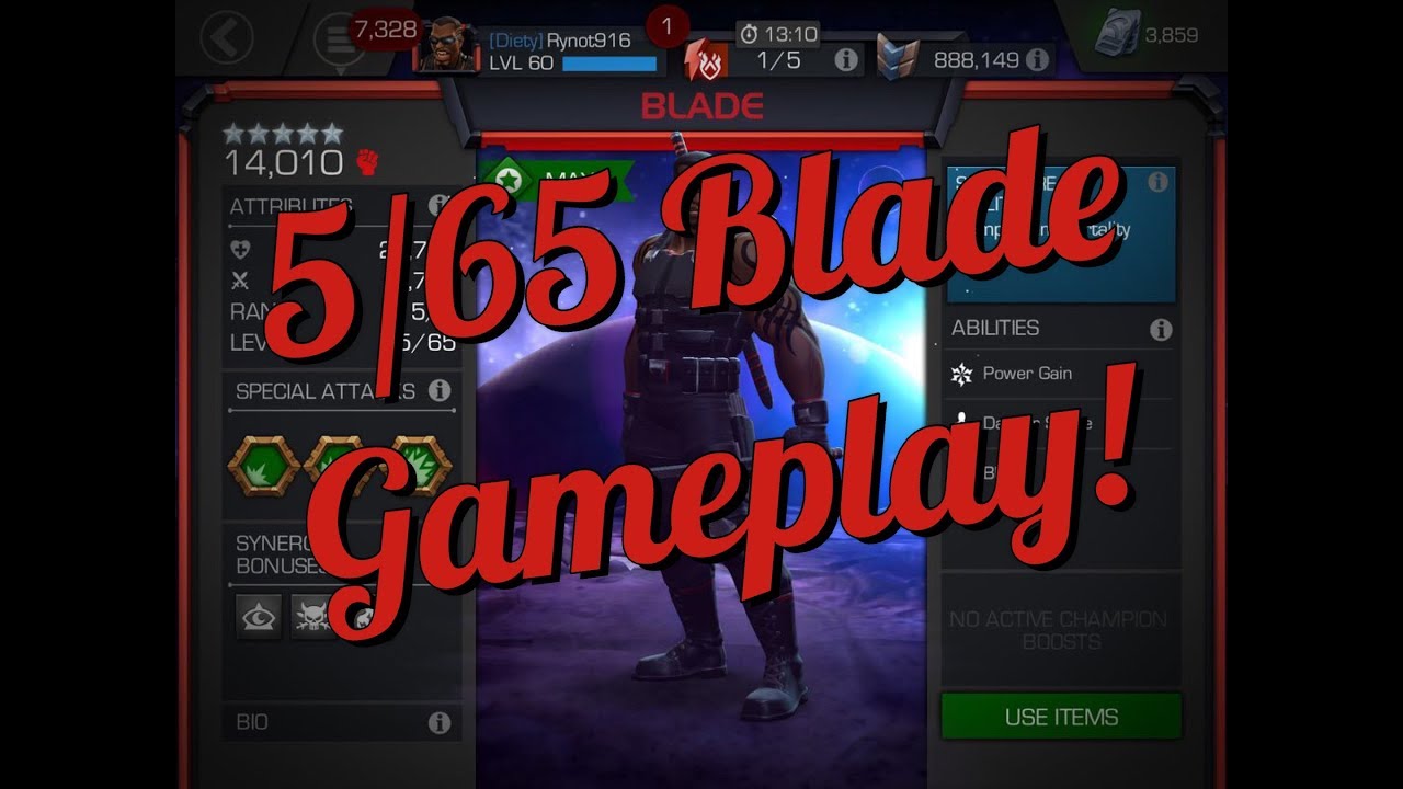Rank 5 Blade Gameplay! 5/65 5* Blade! | Marvel Contest of Champions