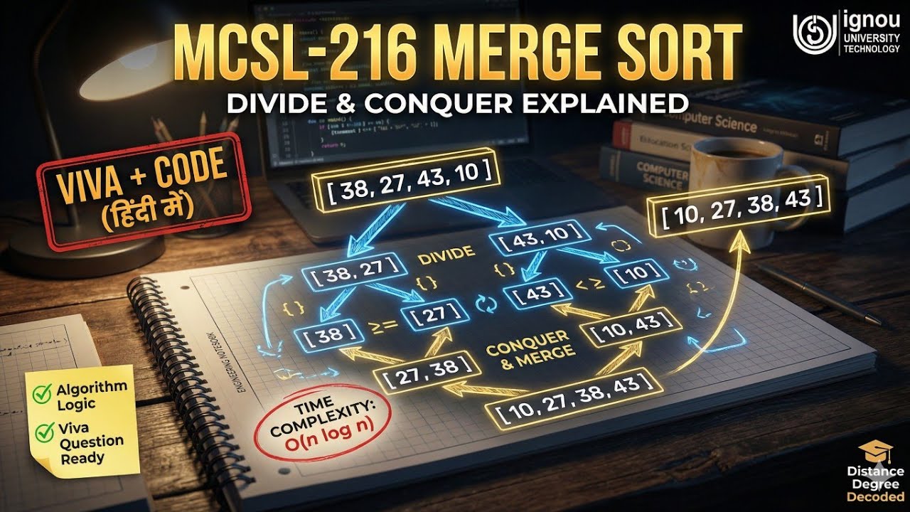 MCSL-216 | UGC NET | DAA | Merge Sort Practical Code  | Easy Explanation in Hindi