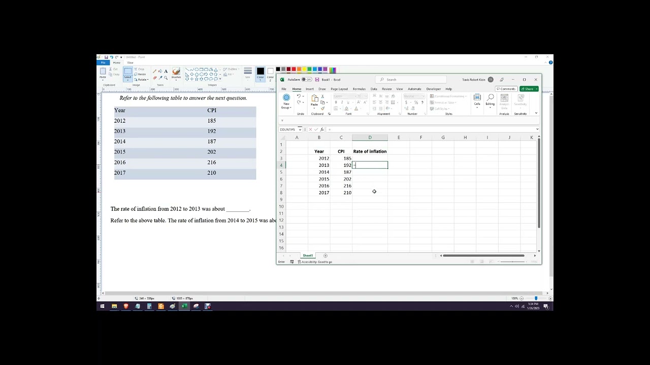 How to calculate inflation rate from CPI in a spreadsheet Excel