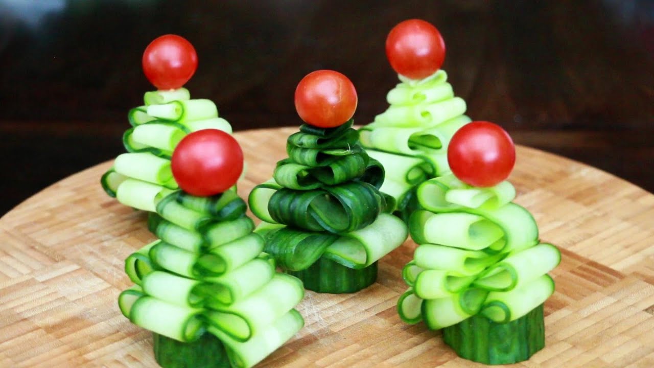 How To Make Cucumber Christmas Trees - Christmas Party Food Ideas