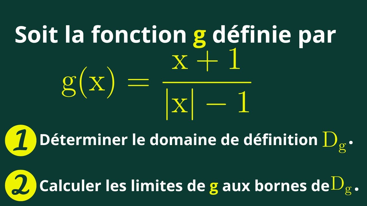 Déterminer les limites aux bornes du domaine de définition d'une fonction numérique. 1S-TS