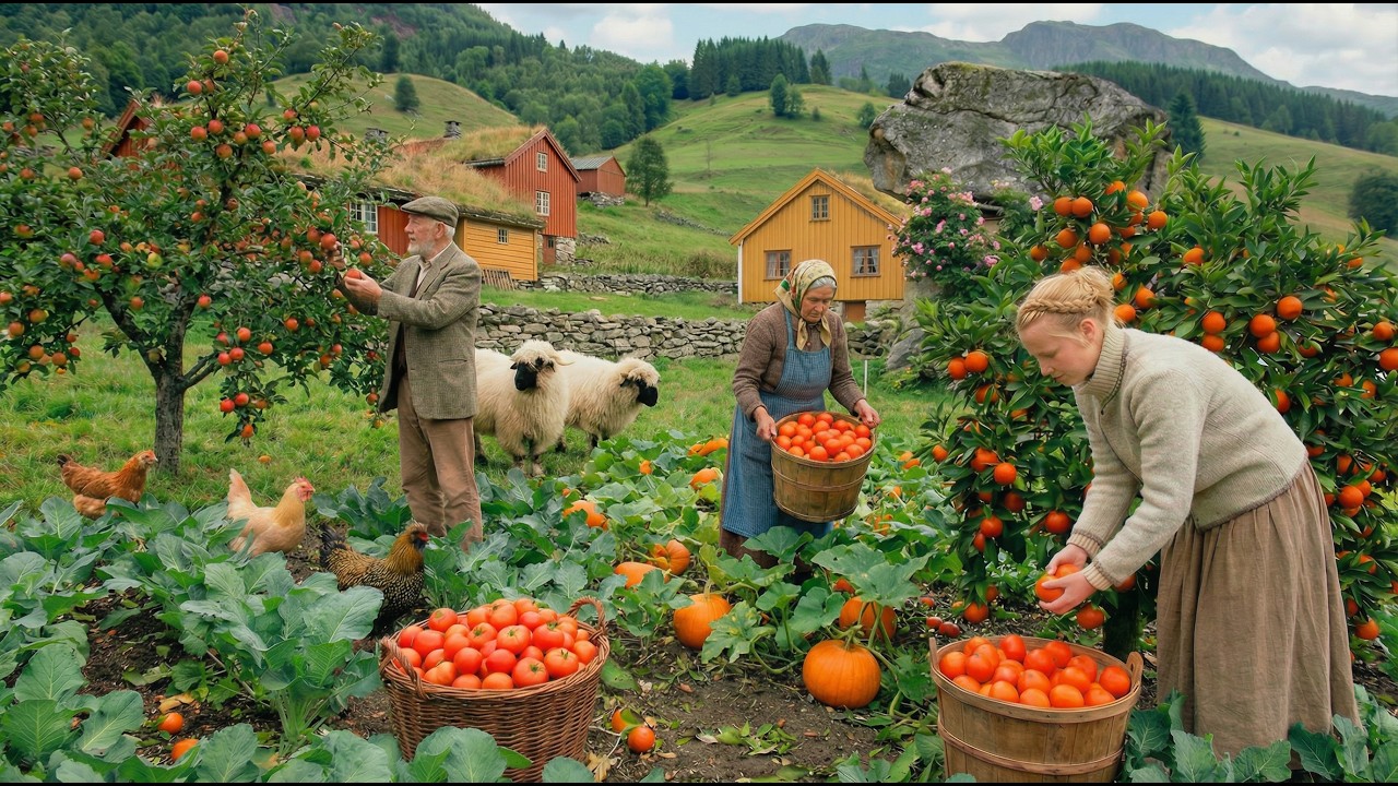 Quiet Life in the Village | Harvesting Pumpkins and Apples by Hand | Simple Farm Living (ASMR)