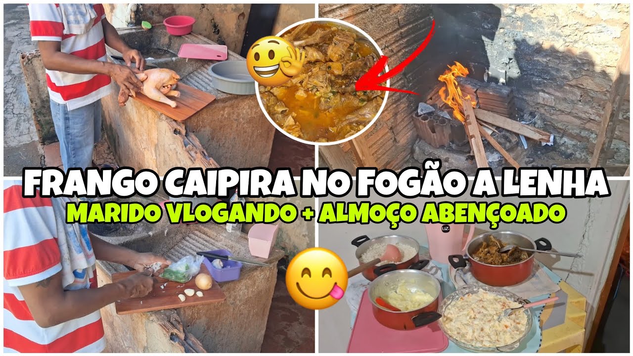 MARIDO NA COZINHA❤️ELE FEZ GALINHA CAIPIRA NO FOGÃO A LENHA / FIZ SALADA DE MAIONESE😋